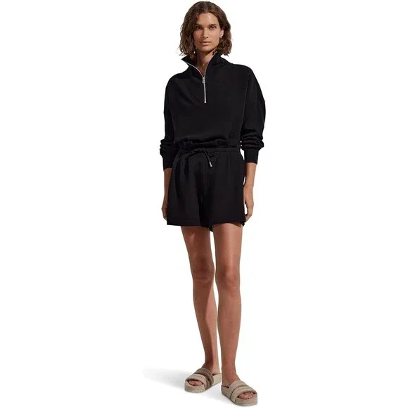 Varley Alder Sweat Shorts Women's XS Black High Rise Drawstring Waist RED1226